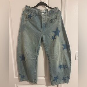 We the Free Star Patterned Barrel Jeans